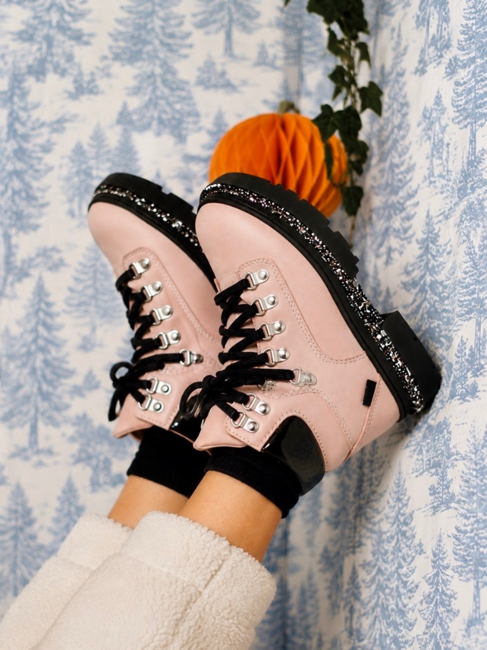 Zara girls pink leather contrast boots